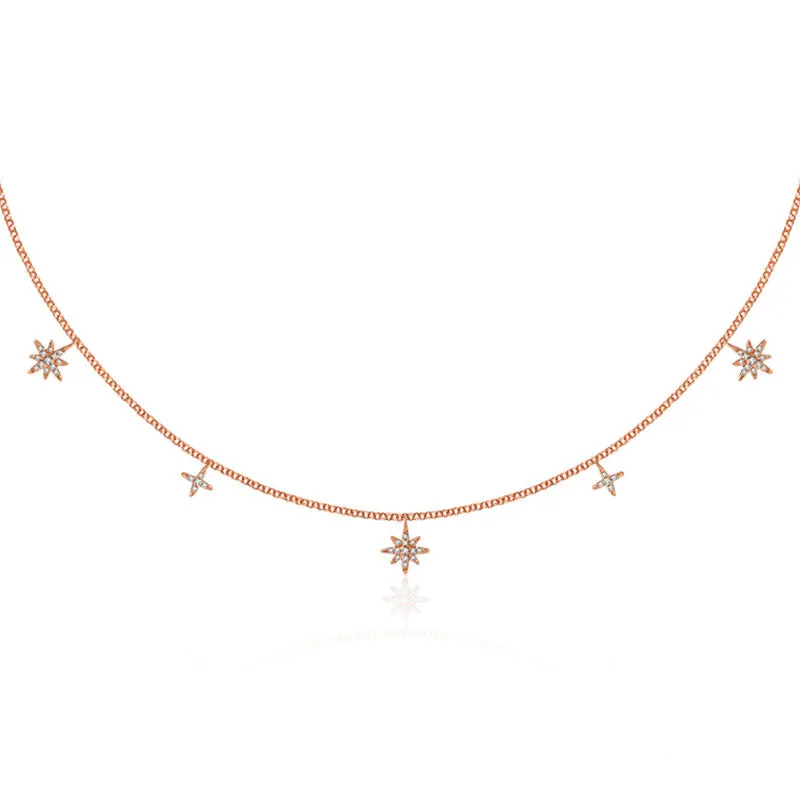 18k Gold Star Shape Diamond Necklace / Choker