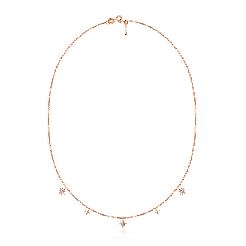 18k Gold Star Shape Diamond Necklace / Choker