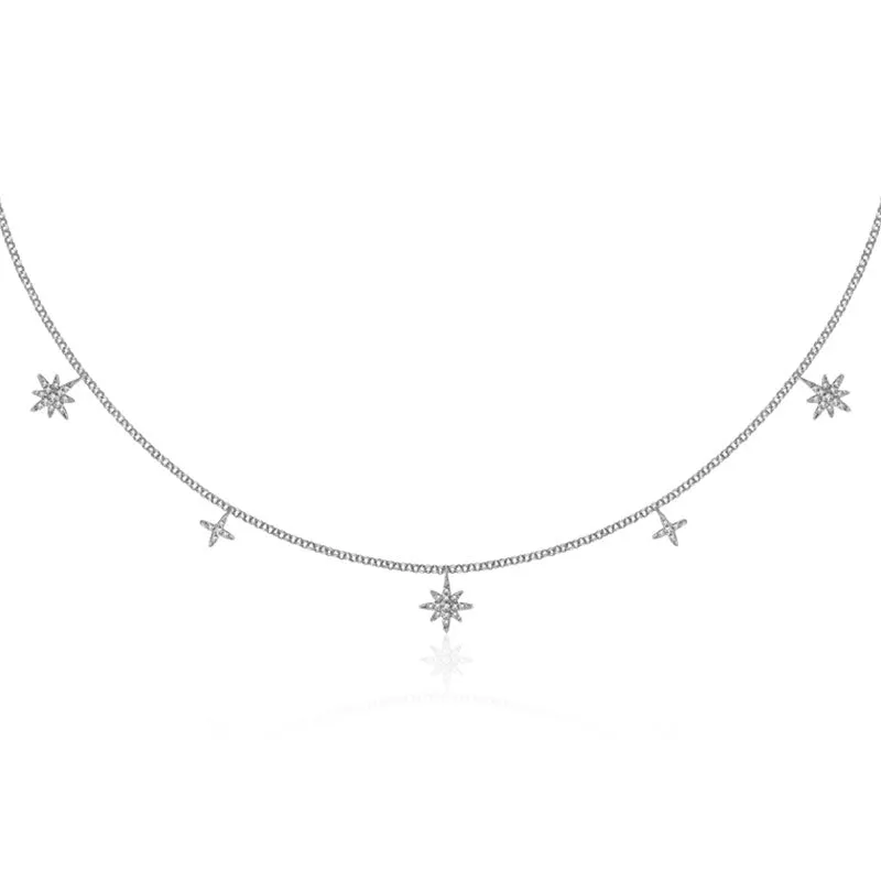 18k Gold Star Shape Diamond Necklace / Choker