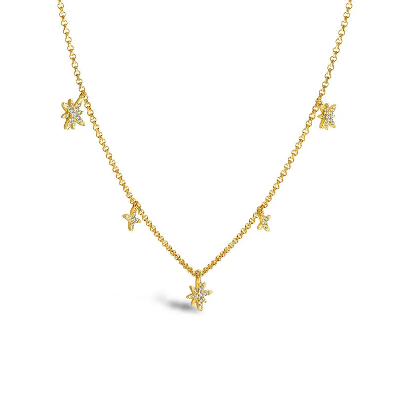 18k Gold Star Shape Diamond Necklace / Choker