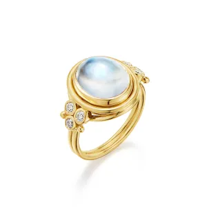 18K Large Blue Moonstone Temple Ring