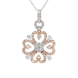 18K Two Tone Diamond Clover Necklace