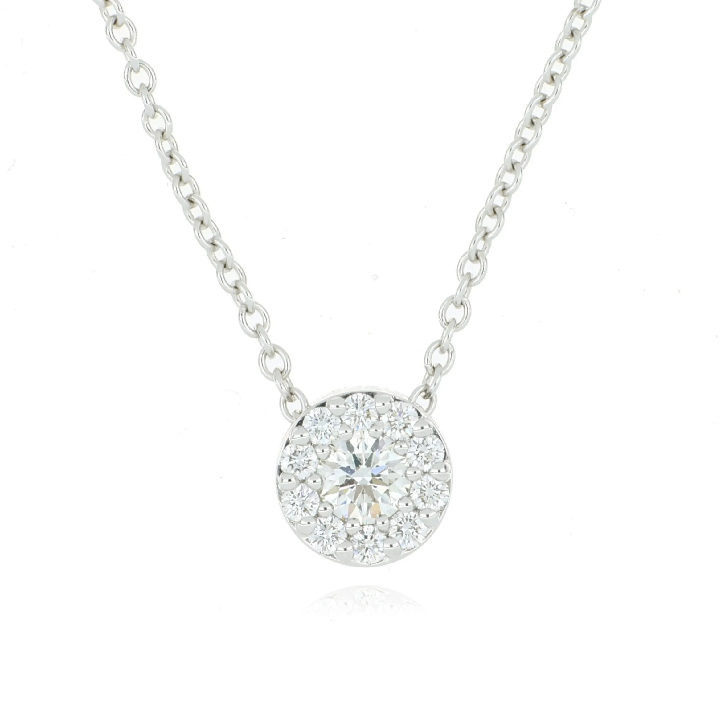 18k White God Hearts On Fire Diamond Halo Necklace