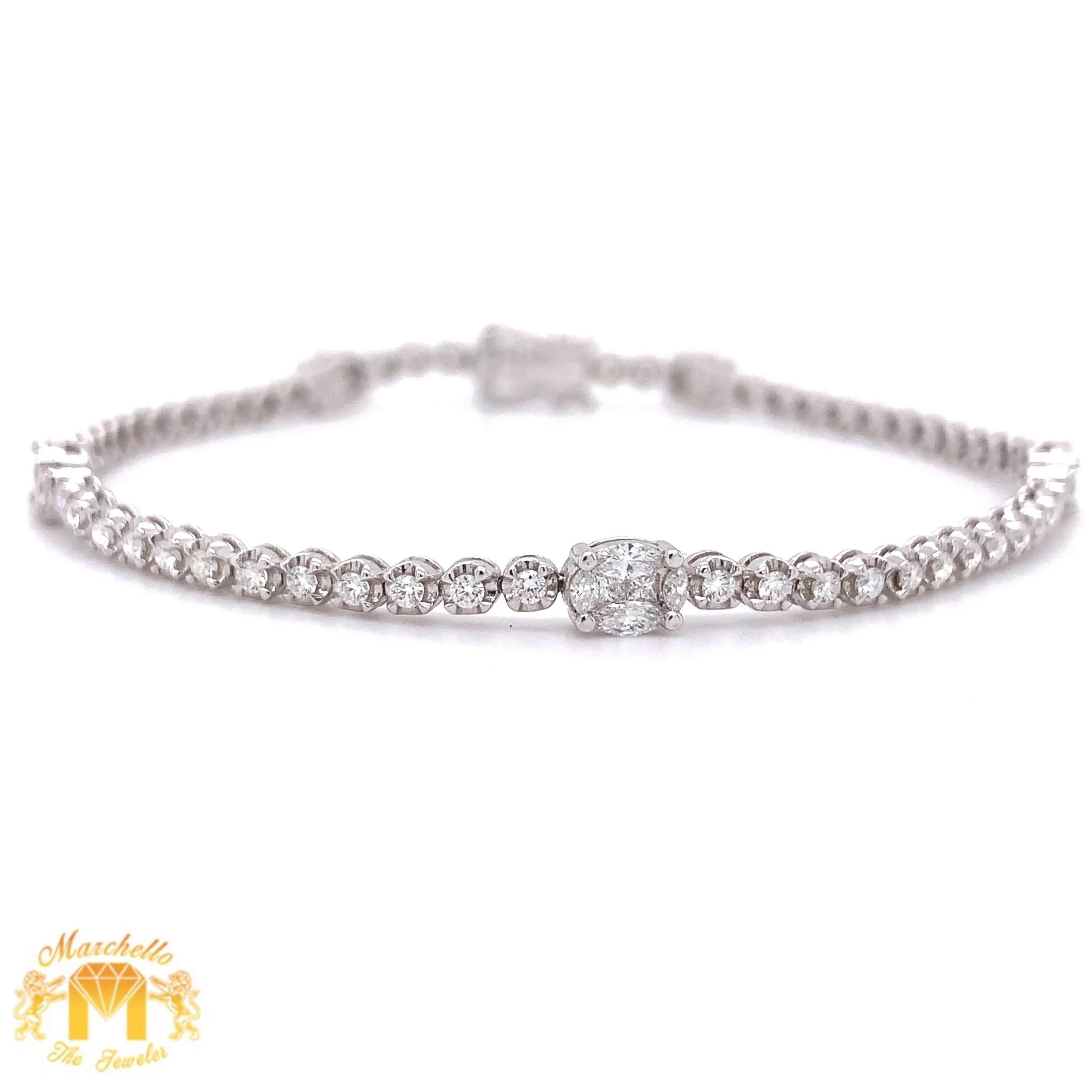 18k White Gold Fancy Tennis Diamond Bracelet