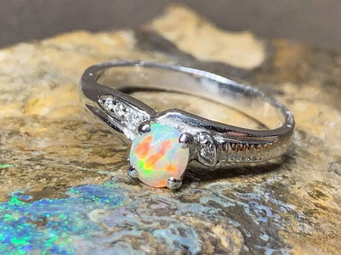 18kt White Gold Black Crystal Opal and Diamond ring