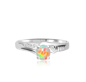 18kt White Gold Black Crystal Opal and Diamond ring