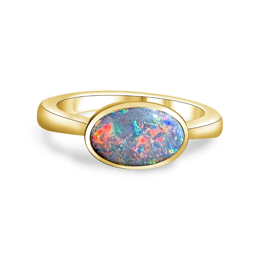 18kt Yellow Gold Black Opal 1.2ct bezel set