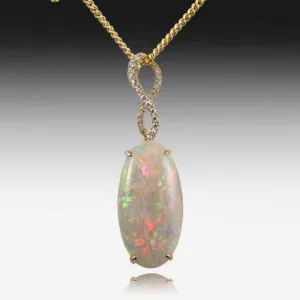 18kt Yellow Gold Opal and Diamond pendant