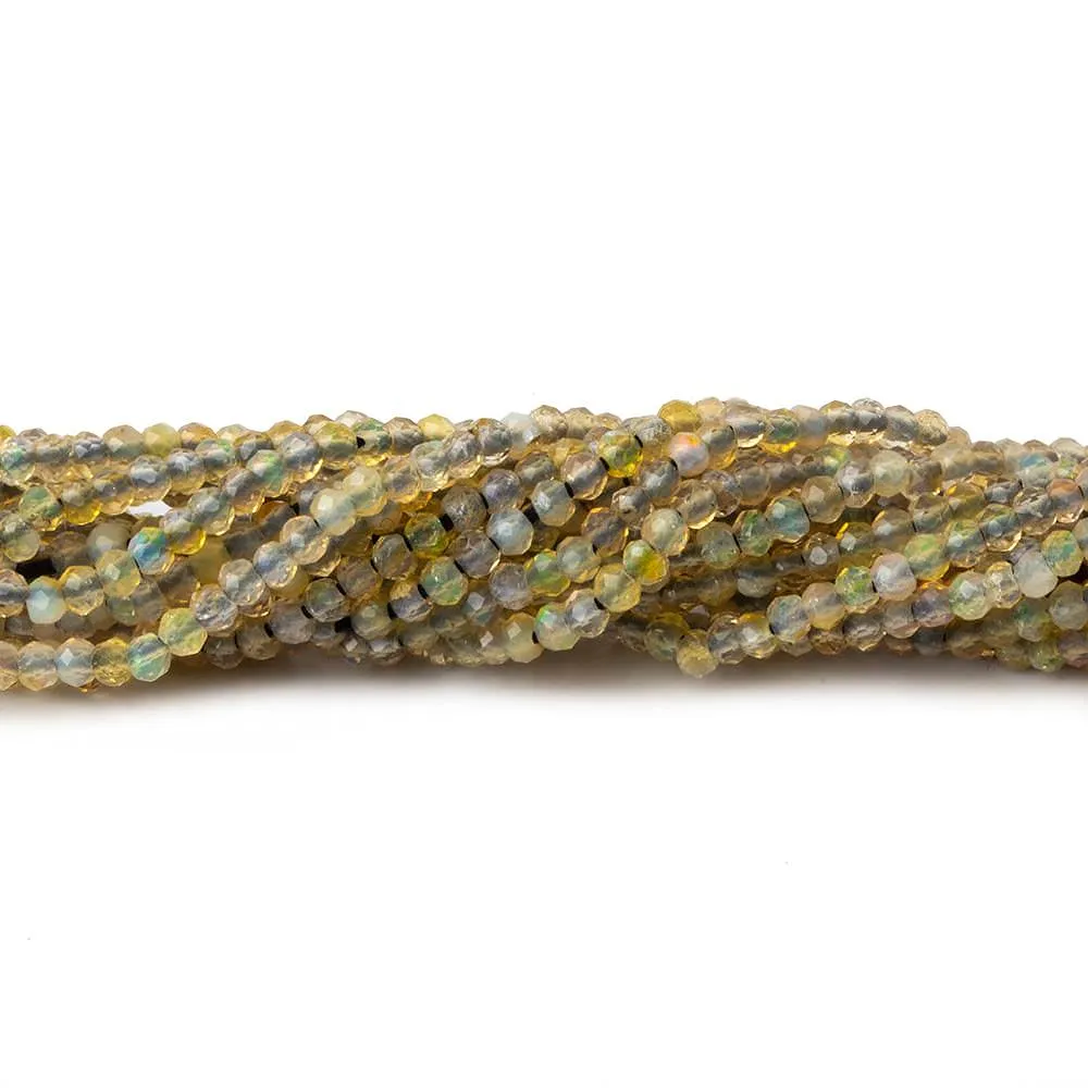 1.8mm Translucent Golden Brown Australian Opal micro faceted rondelle beads 12.5 inch 220 pieces AA