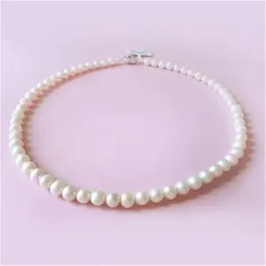 1pc freshwater White South Sea Shell pearl necklace stones Round Beads Flower Clasp for women 8MM pearl jewelry