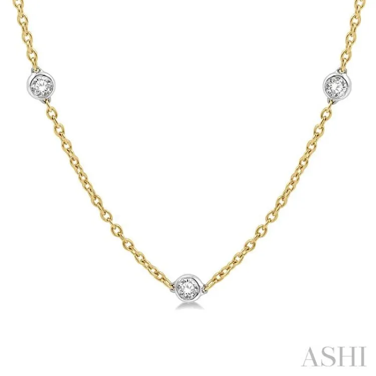 2 Ctw Round Cut Diamond Fashion Necklace in 14K Yellow and White Gold