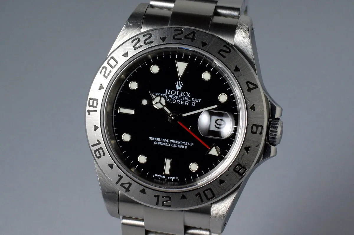 2002 Rolex Explorer II 16570 Black Dial with Box and Papers