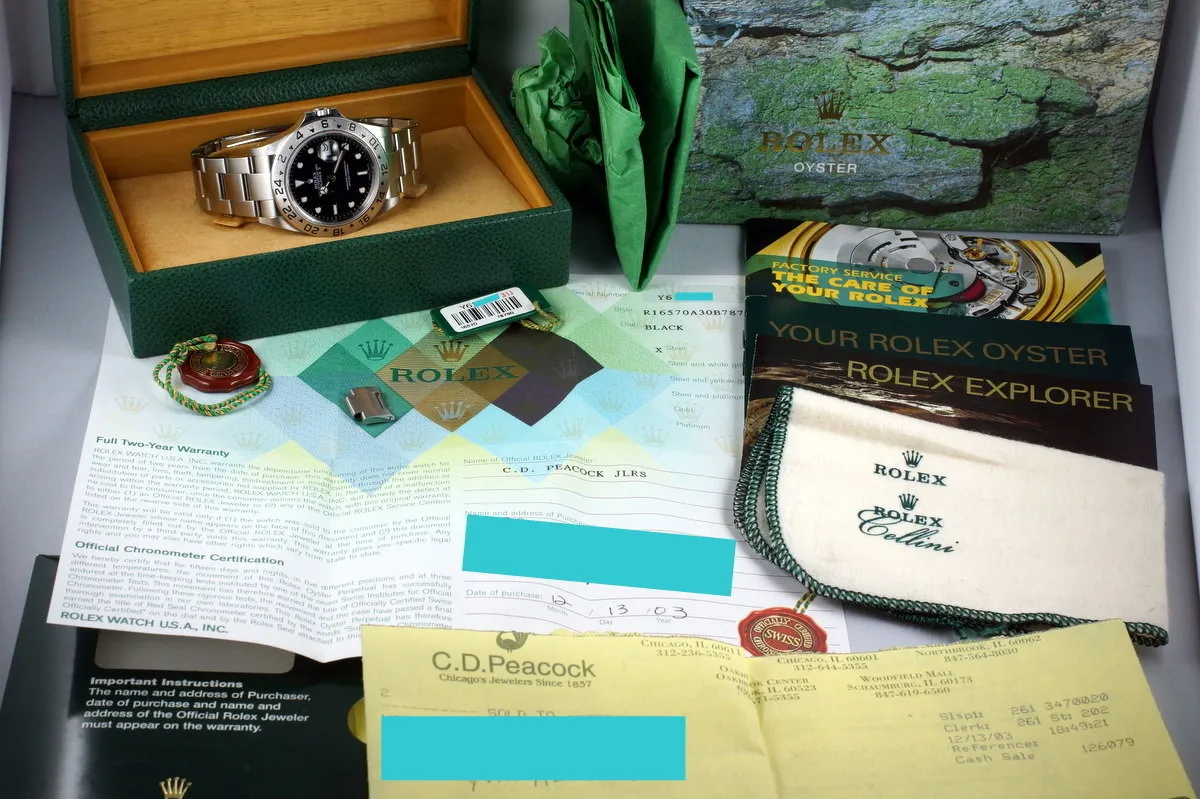 2002 Rolex Explorer II 16570 Black Dial with Box and Papers