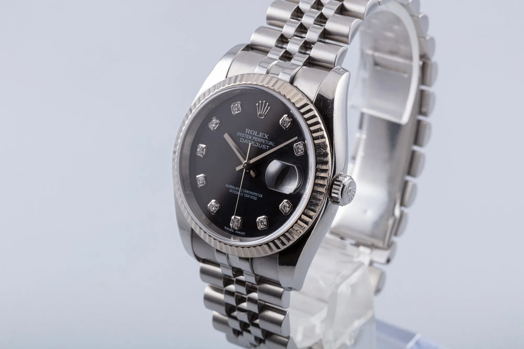 2006 Rolex Datejust 116234 Metallic Black Diamond Dial