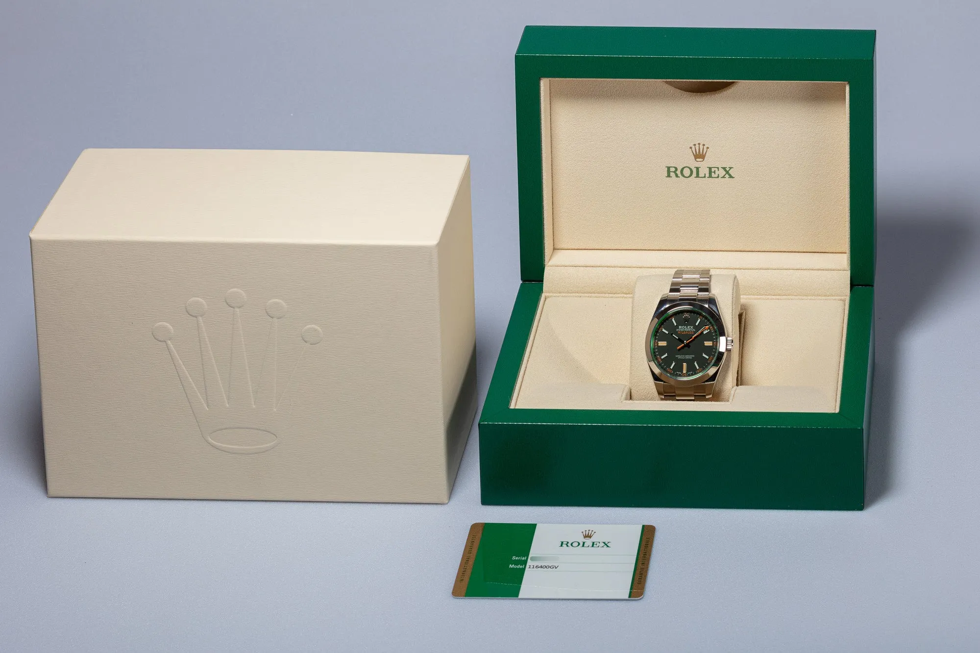 2020 Rolex Green Milgauss 116400GV with Box and Card