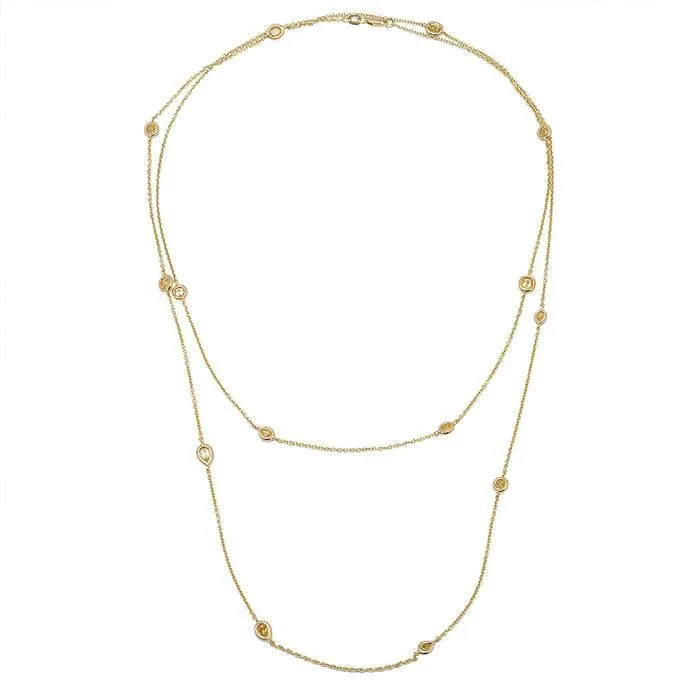 2.27 cttw Station Necklace Yellow Gold with Fancy Yellow Diamonds