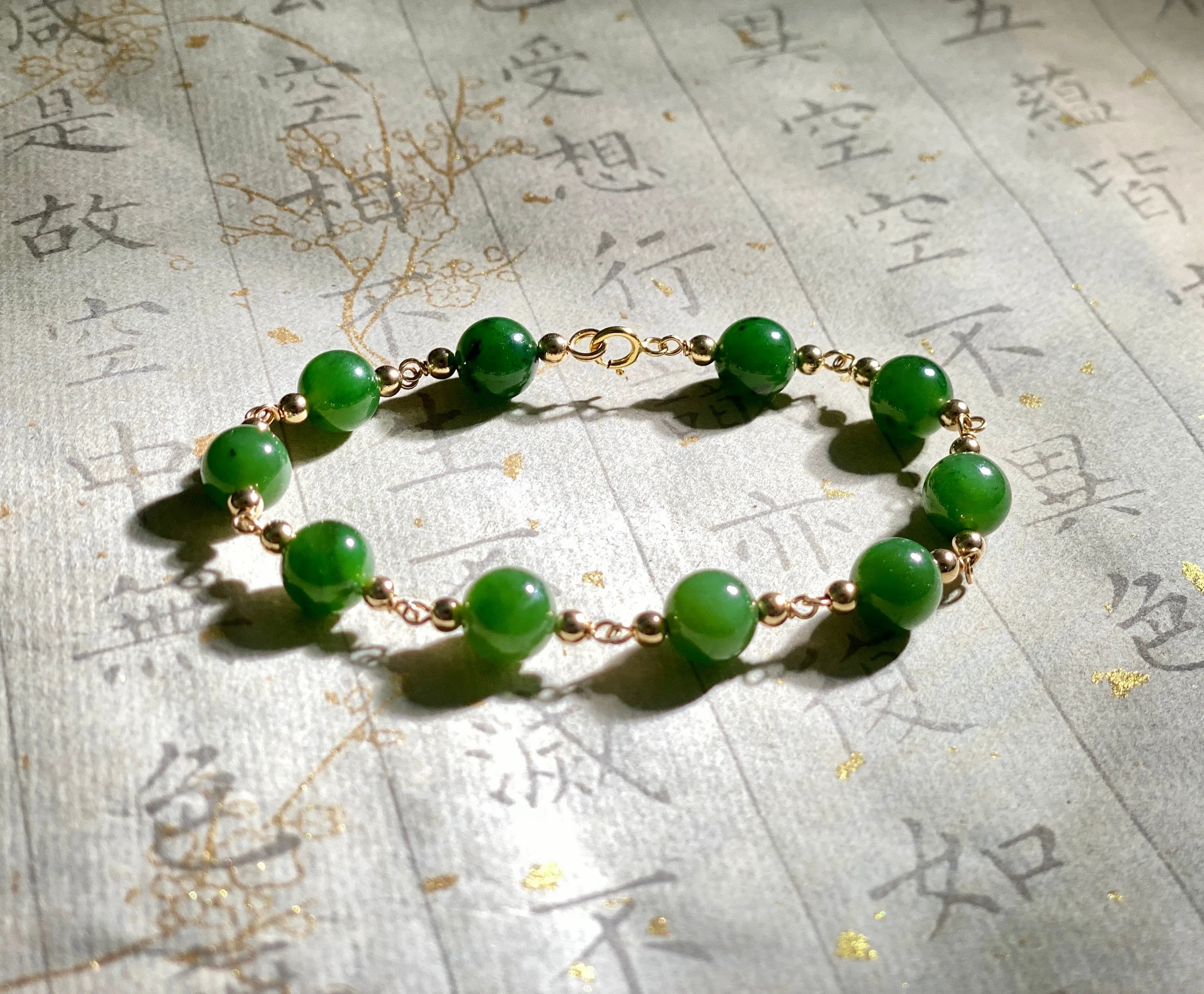 7.5mm Polar Jade Starry Beaded Bracelet #2431