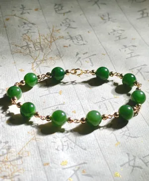 7.5mm Polar Jade Starry Beaded Bracelet #2431