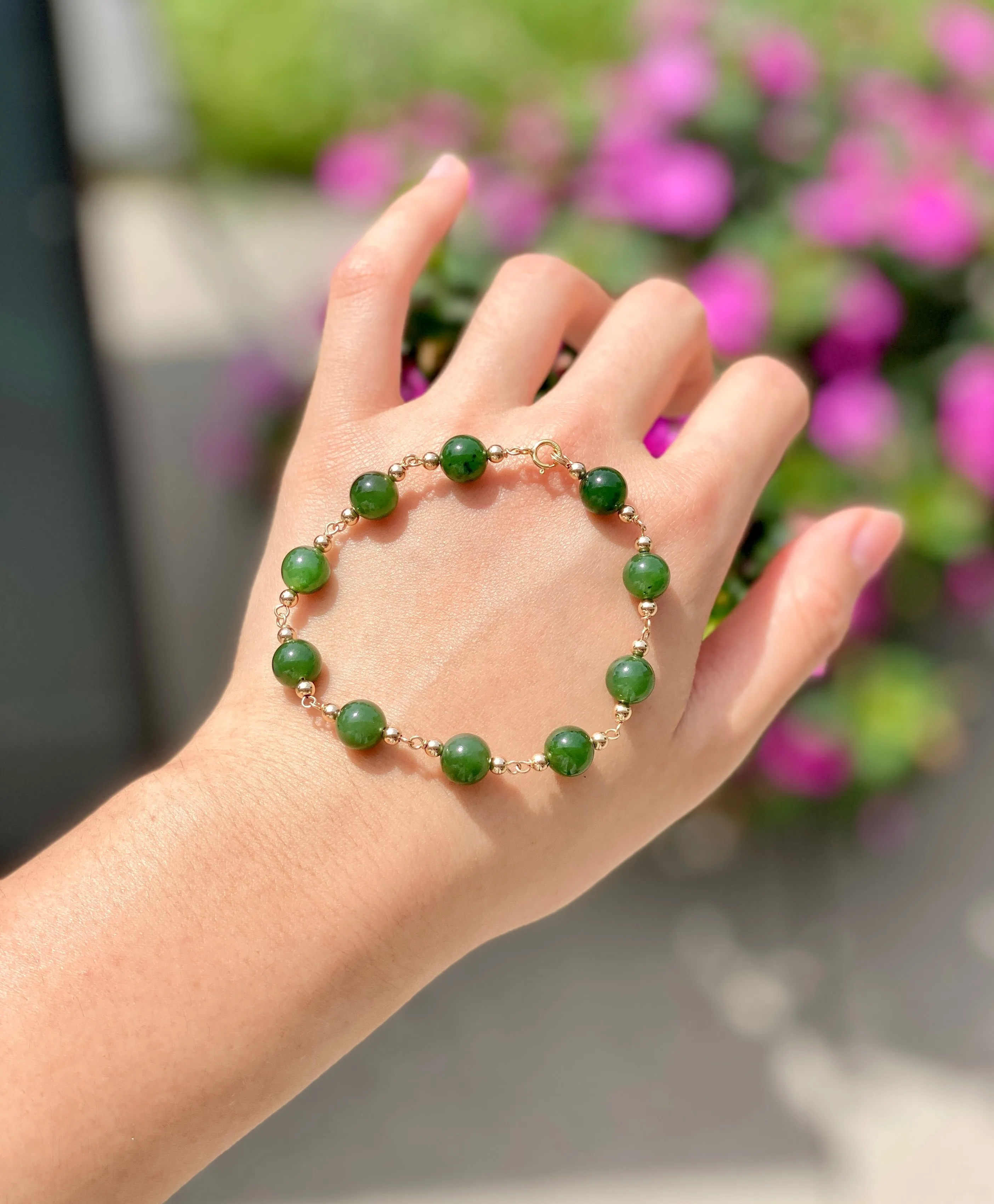 7.5mm Polar Jade Starry Beaded Bracelet #2431