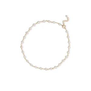 9.5"   1" 14 Karat Gold Plated Pearl Bead Anklet