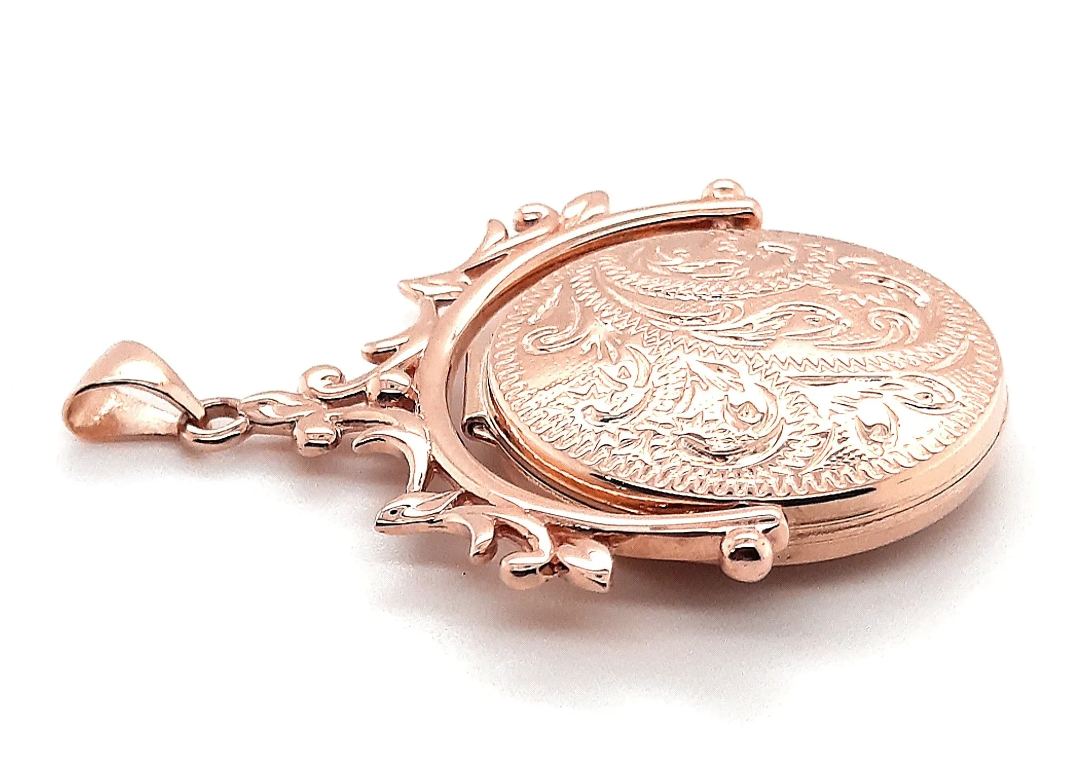 9ct Rose Gold Photo Locket Spinner Pendant