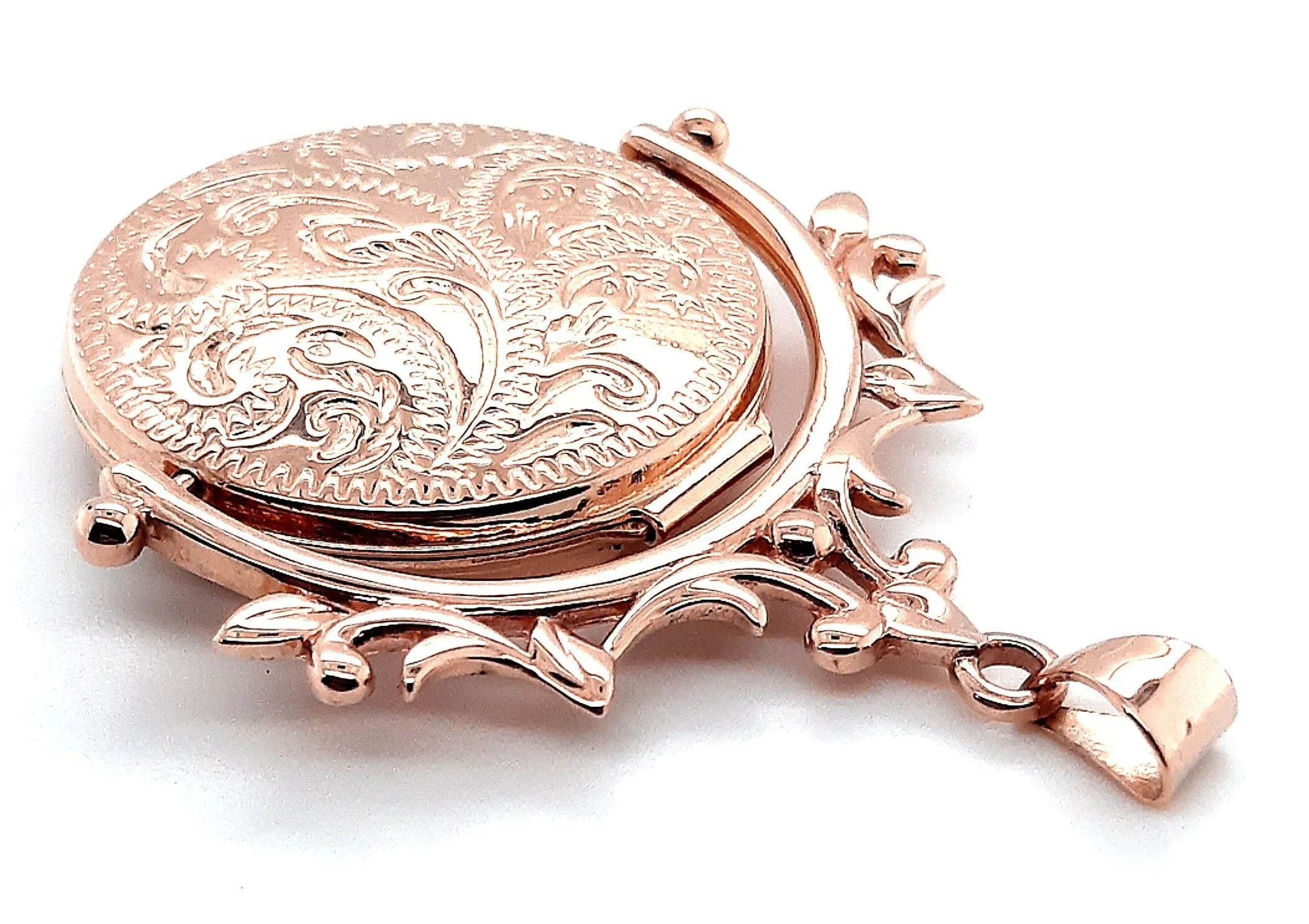 9ct Rose Gold Photo Locket Spinner Pendant