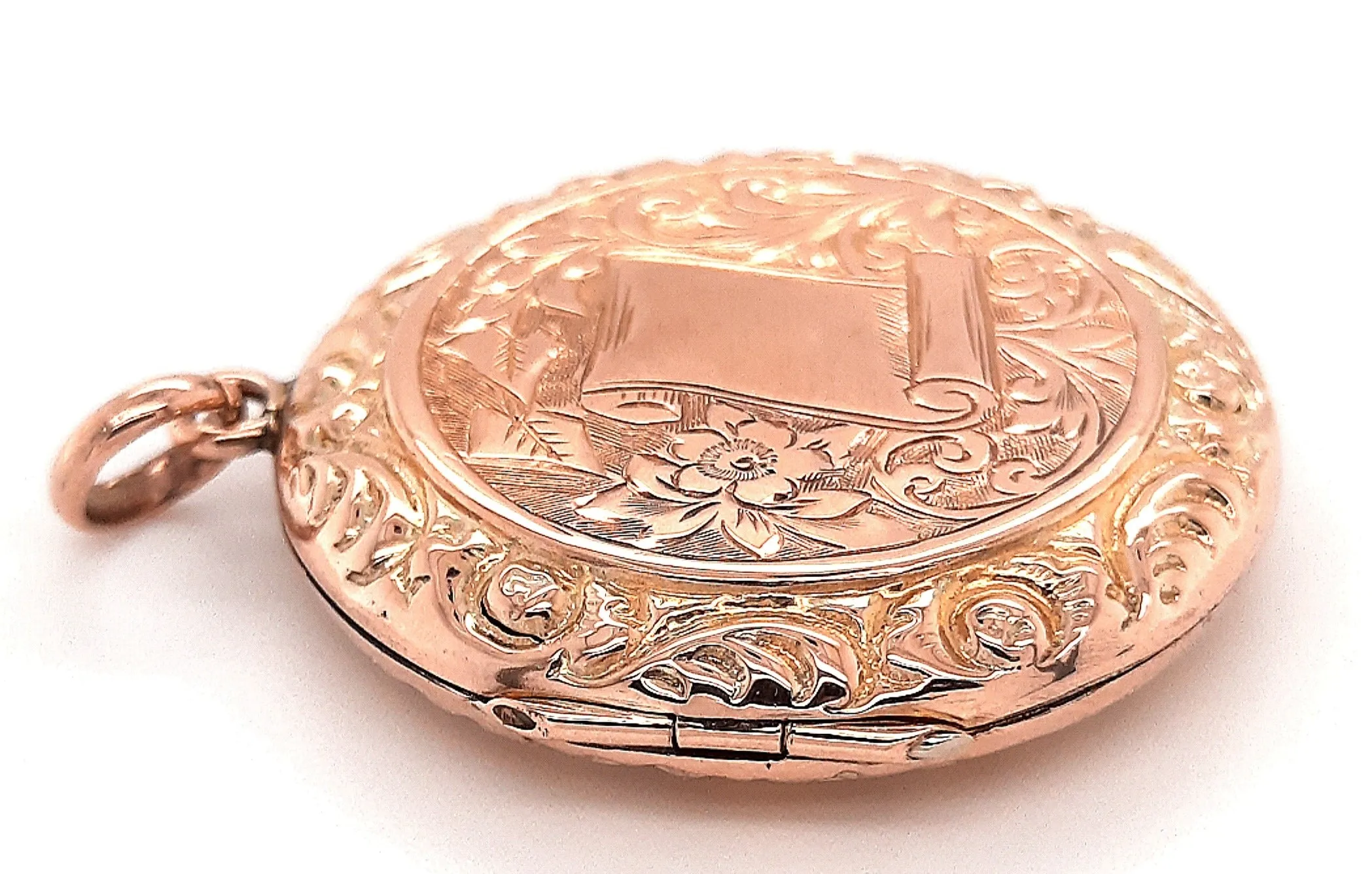 9ct Yellow Gold Hand Engraved Photo Locket Pendant