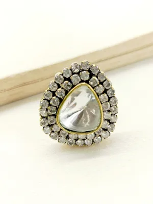 Aarachi White Victorian Finger Ring