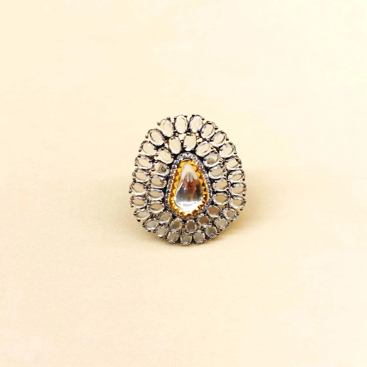 Ahalya Diamonds Victorian Polki Stud Ring