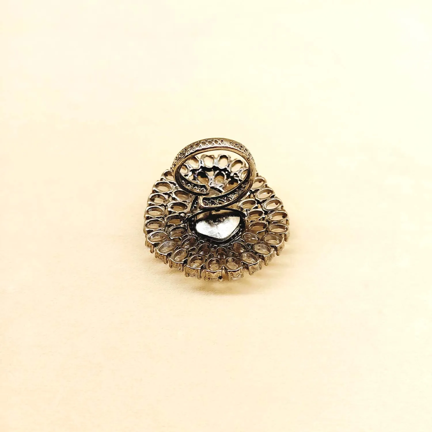 Ahalya Diamonds Victorian Polki Stud Ring