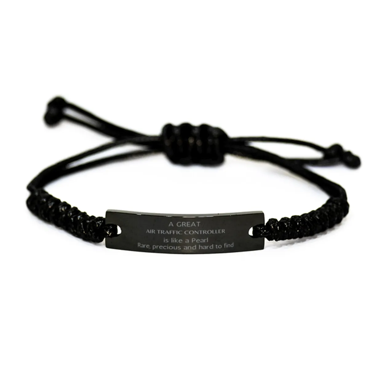 Air Traffic Controller Black Rope Bracelet - A Rare and Precious Inspirational Gift for Holidays and Graduation