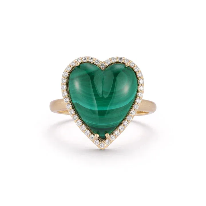 Alana Large Semiprecious Heart Ring with Diamonds