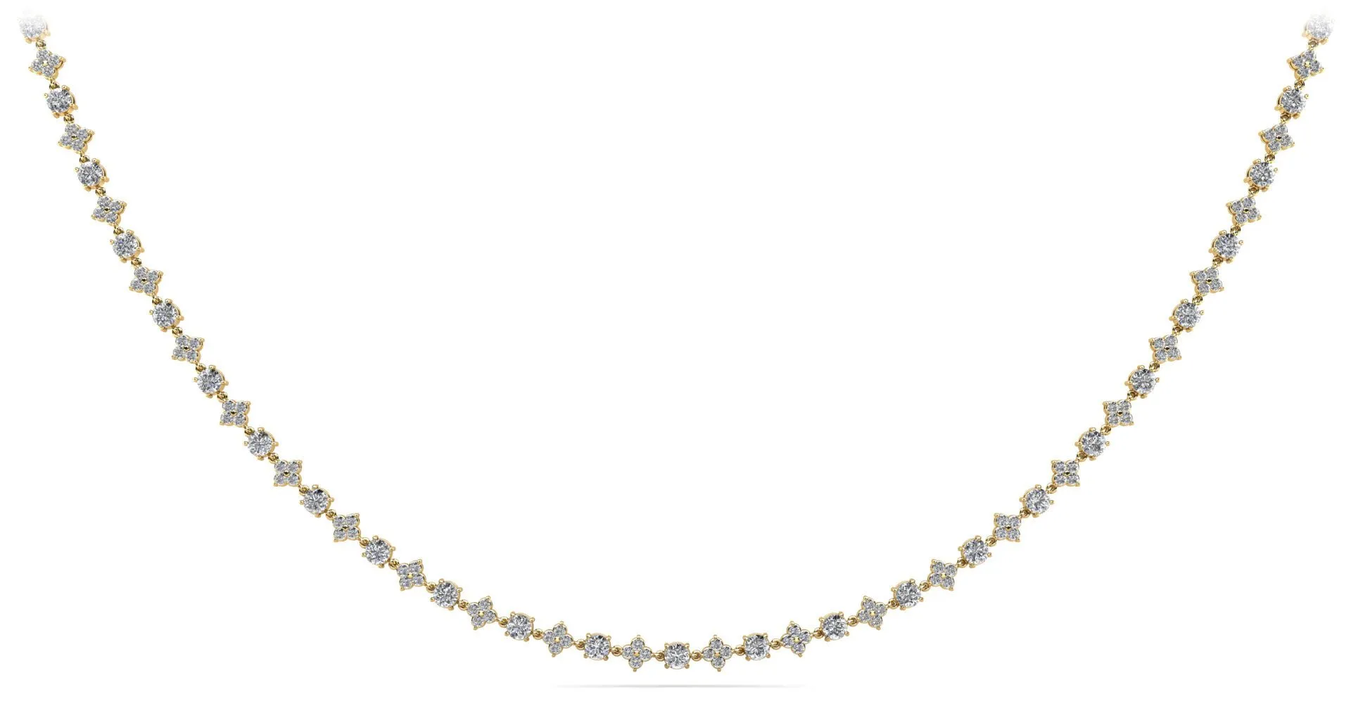 Alternating Clusters Diamond Lab-Grown Diamond Necklace with 10.85 ct.(finished) 1.8mm, 4mm