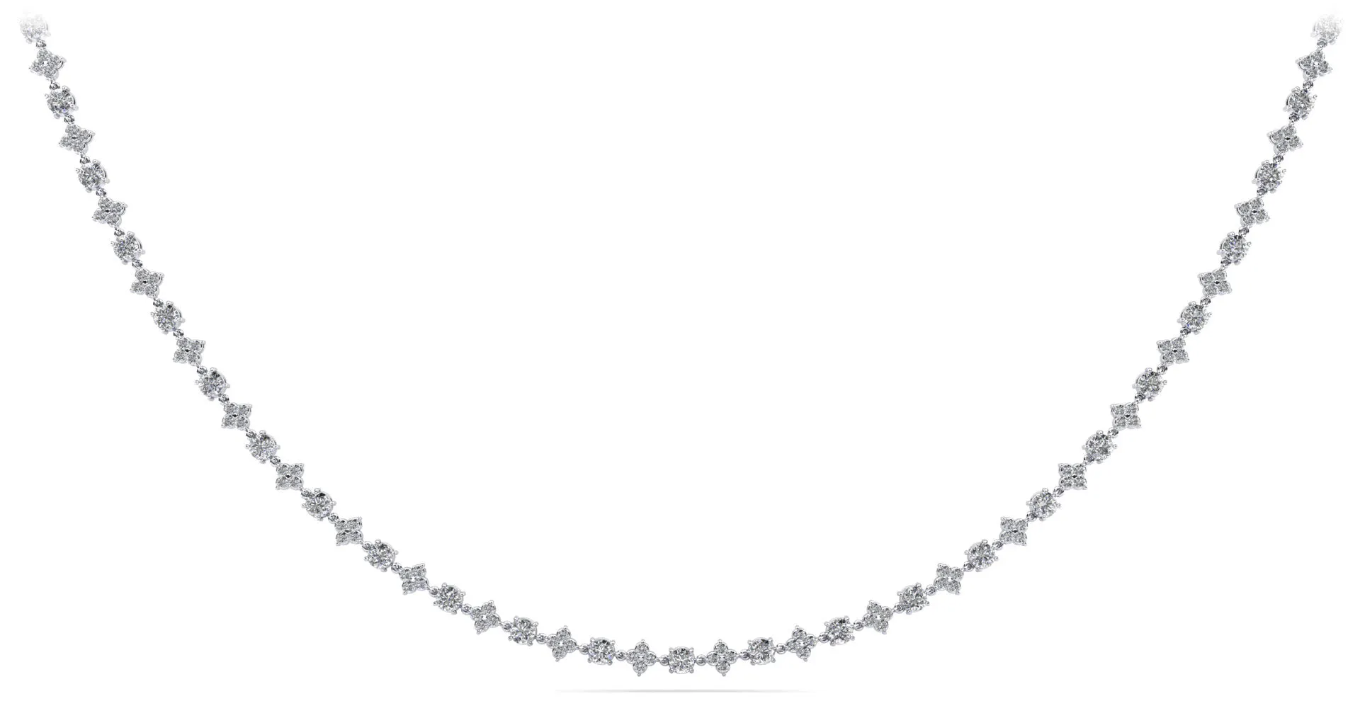 Alternating Clusters Diamond Lab-Grown Diamond Necklace with 10.85 ct.(finished) 1.8mm, 4mm