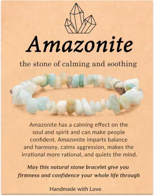 Amazonite Bracelet - Natural Stone Healing Crystal and Gemstone Protection Bracelet - Stress Anxiety Relief