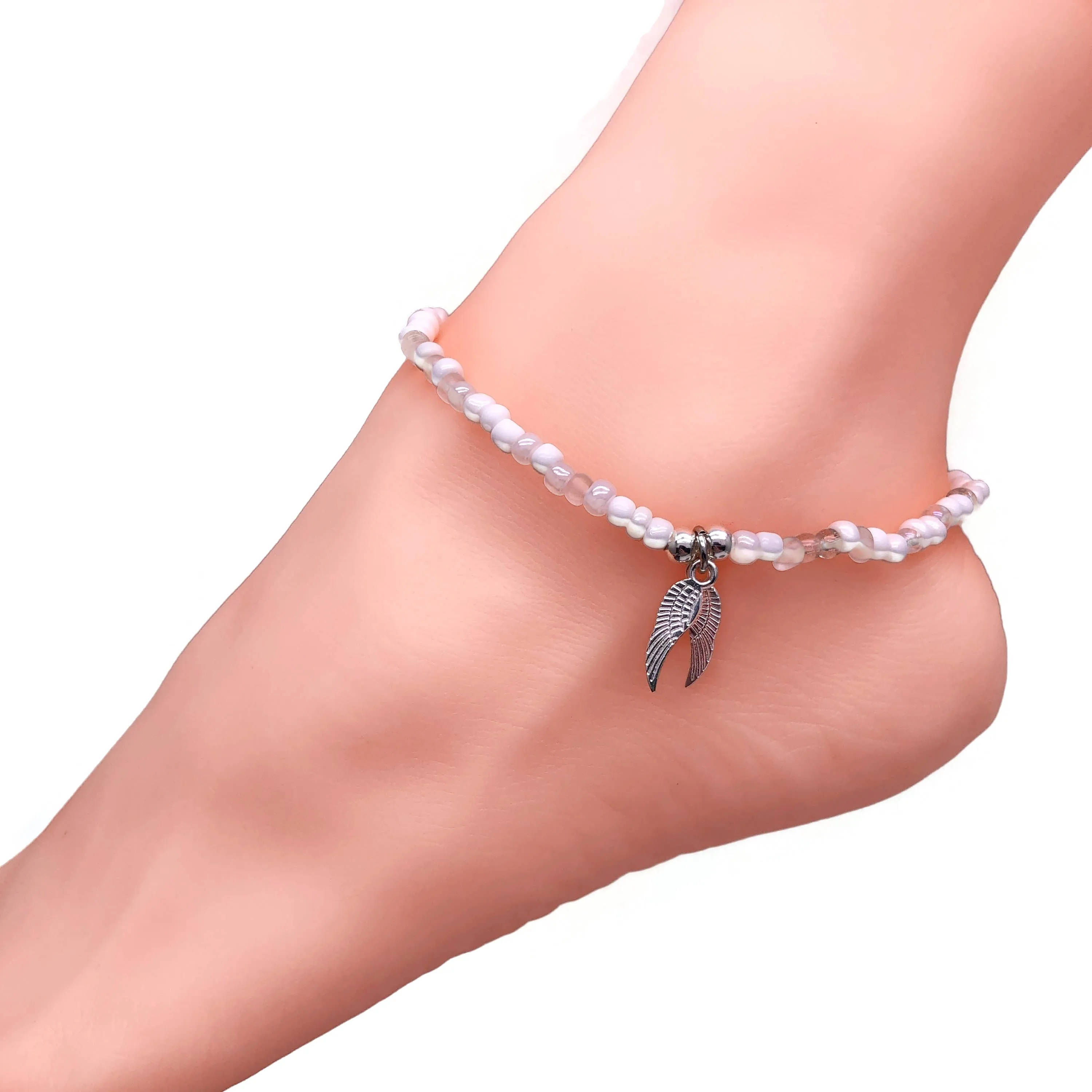 Angel Wings Seed Bead Anklet - Colour Choice