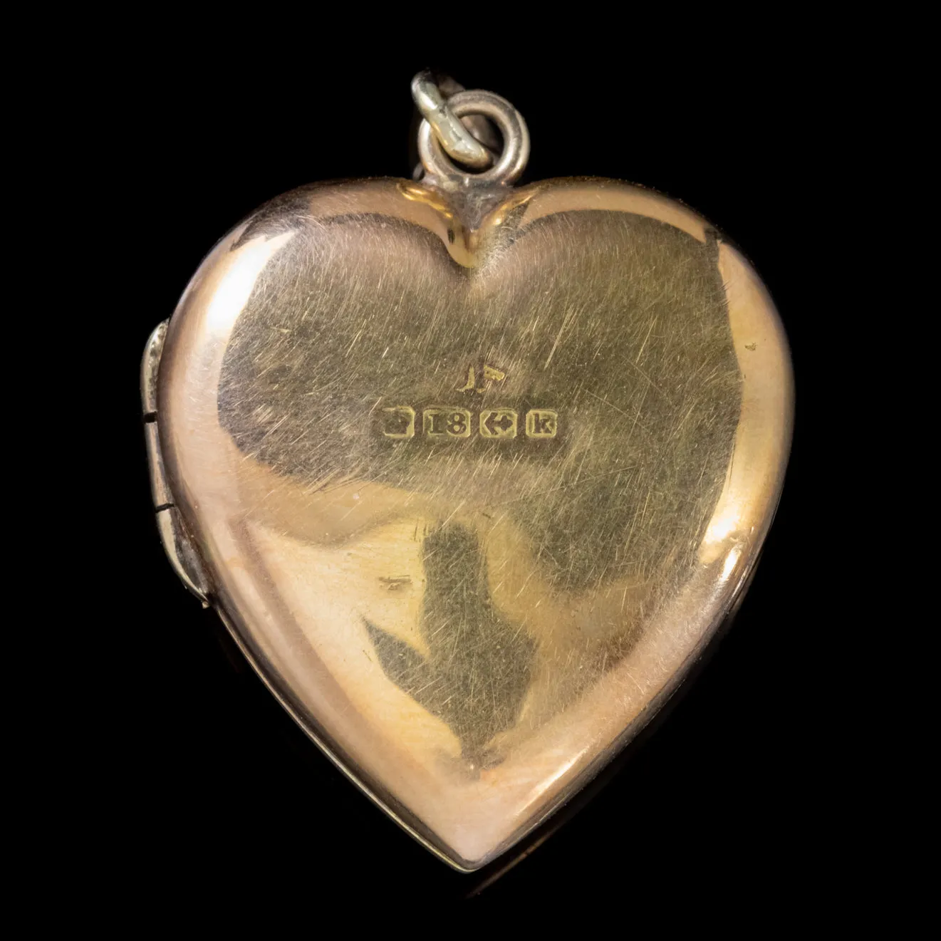 Antique Edwardian Diamond Heart Locket Crescent Star 18Ct Gold Dated 1909