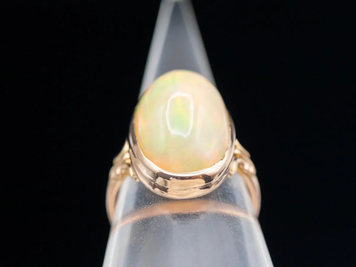 Antique Rose Gold Opal Solitaire Ring