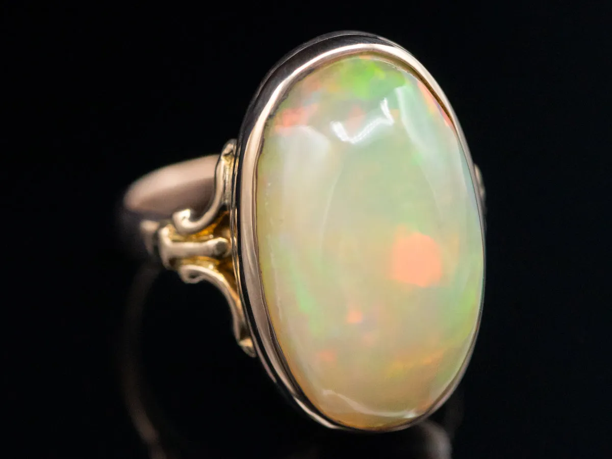 Antique Rose Gold Opal Solitaire Ring