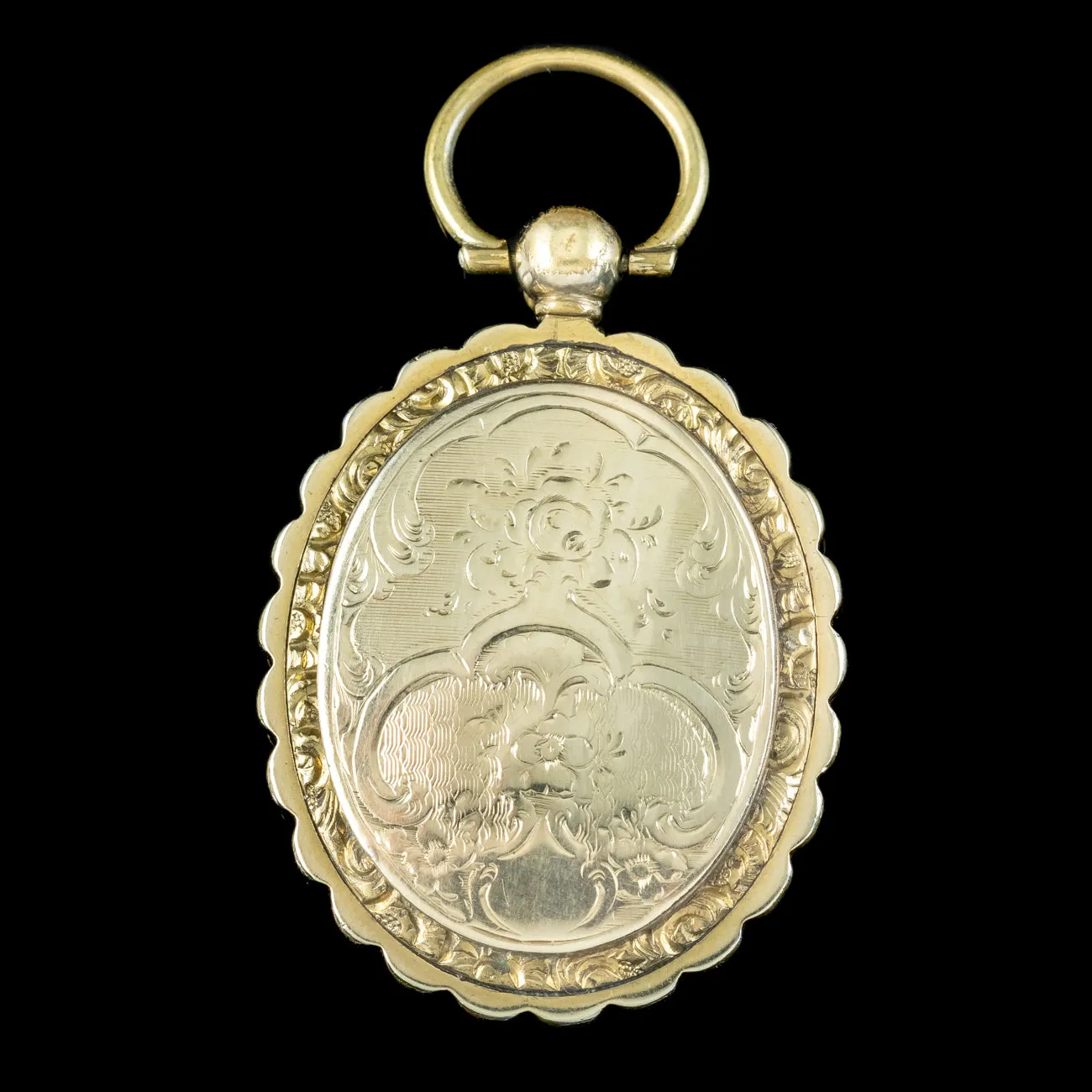 Antique Victorian Floral Locket 9ct Gold With Tintype Photograph