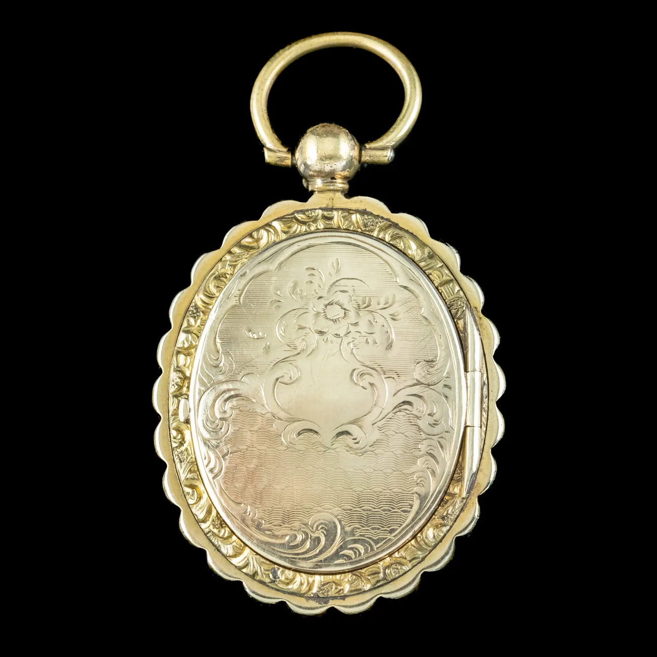 Antique Victorian Floral Locket 9ct Gold With Tintype Photograph