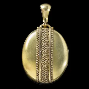 Antique Victorian Gold Gilded Silver Locket Circa 1880