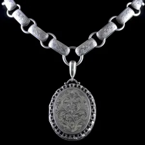 Antique Victorian Silver Locket Collar Dated 1880