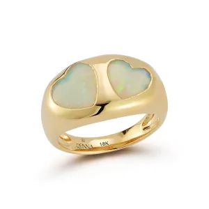 Australian Opal Heart Gypsy Ring