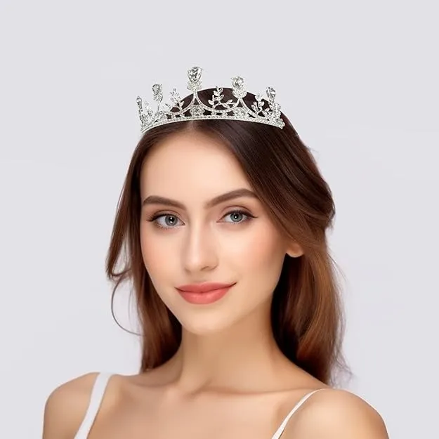 Babymoon Water Drop Alloy Crystal Girl’s Women’s Crown | Tiara Hairband Hair Accessories | Silver