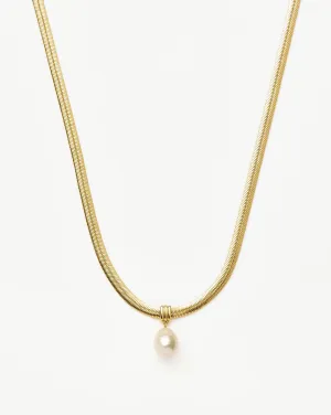 Baroque Pearl Snake Chain Pendant Necklace | 18k Gold Plated Vermeil/Pearl