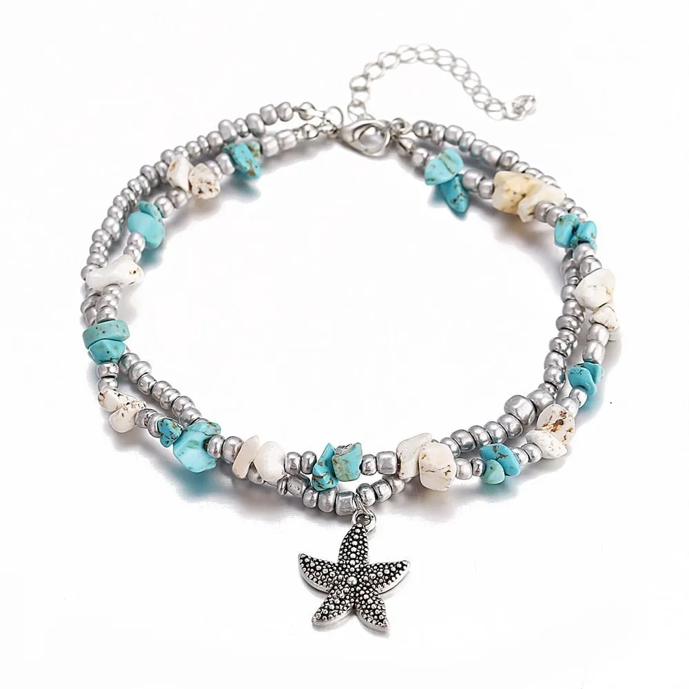 Boho Starfish Beaded Anklets