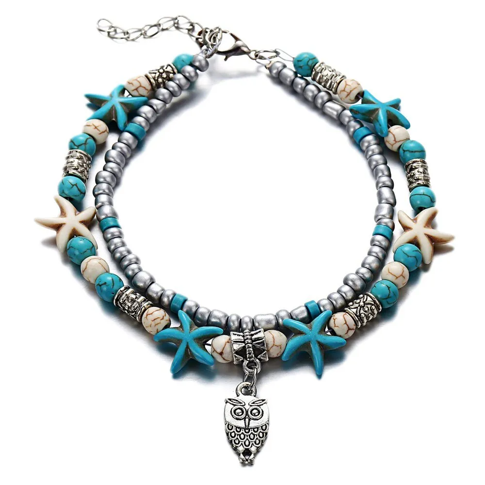 Boho Starfish Beaded Anklets