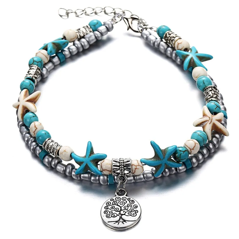 Boho Starfish Beaded Anklets