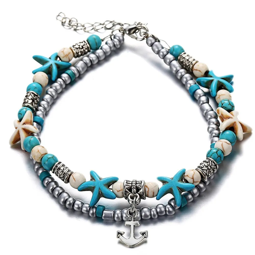 Boho Starfish Beaded Anklets